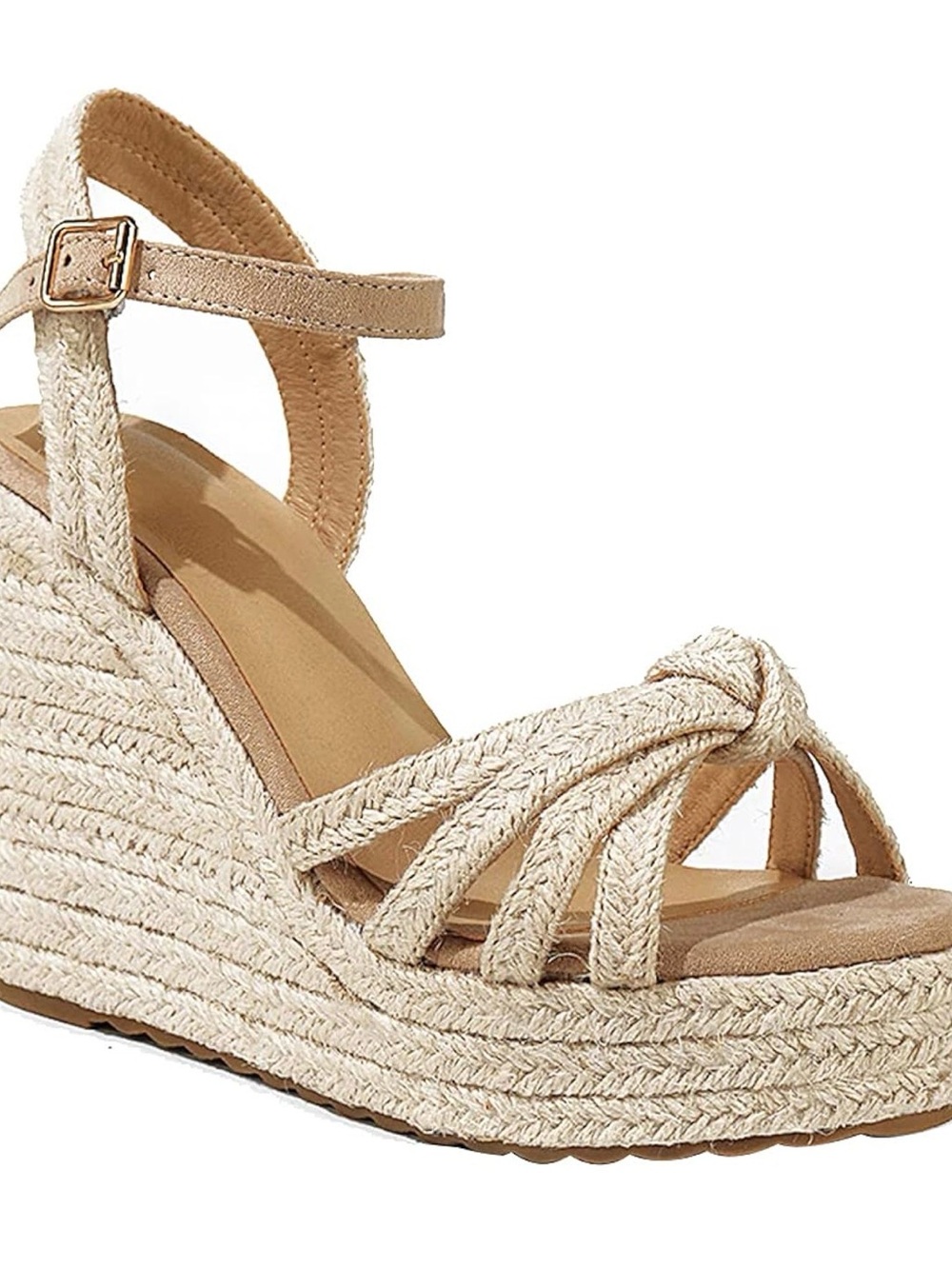 Natural Wedge Sandals with Ankle Strap